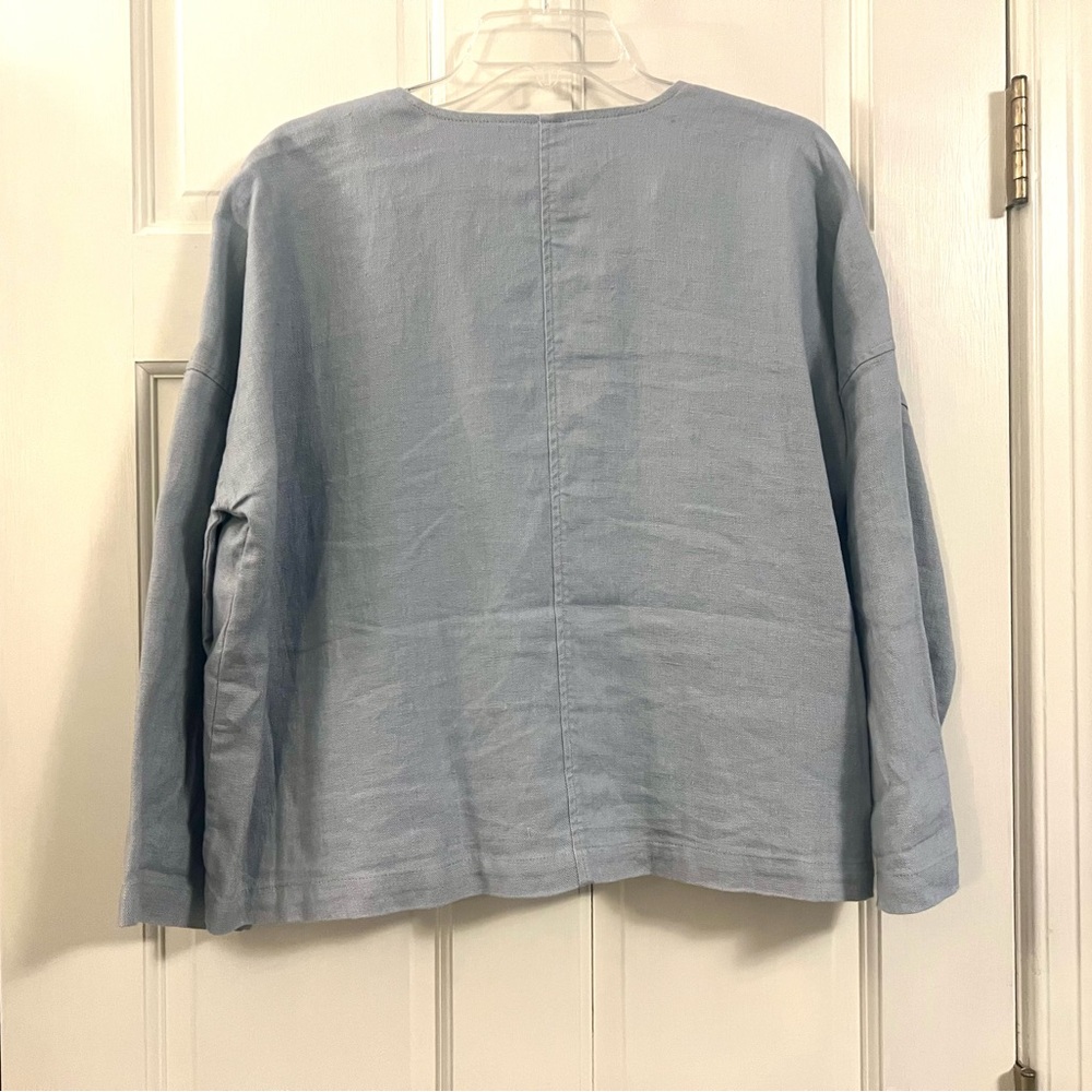 Eileen Fisher Light Blue Linen Kimono Jacket - Size Petite Medium - Picture 4 of 8